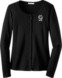 Ladies Concept Stretch Button-Front Cardigan, Black